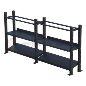 Купить Модульный стеллаж для гантелей, гирь и медболов 2580х430х1200 (2 секции) в Белом 